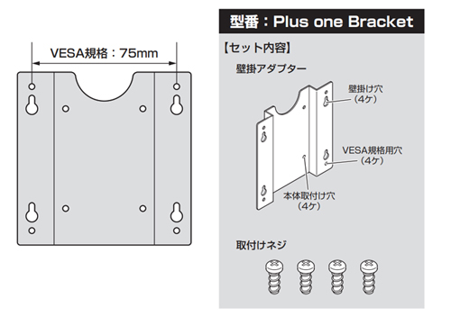 plus oneシリーズ専用壁掛キット
