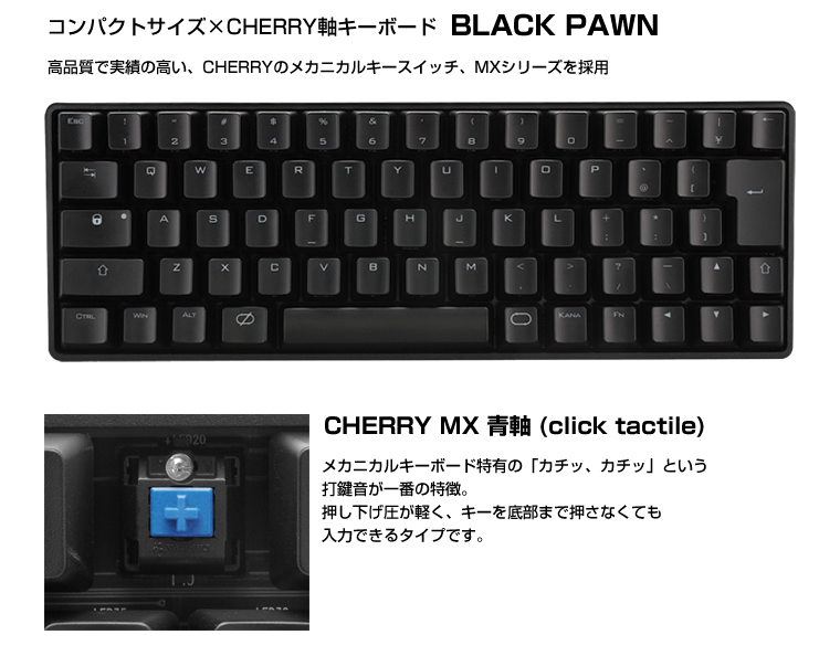 販売終了】 BLACK PAWN CHERRY青軸キーボード (CK-67CMB-BLJP1) - 株式