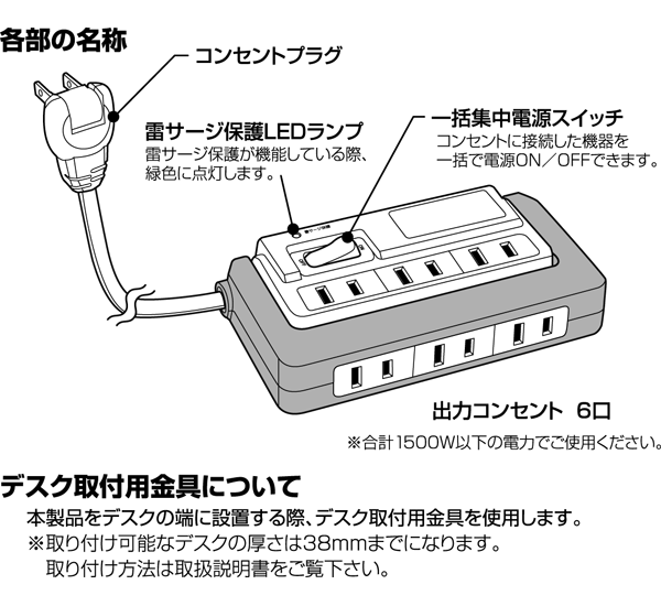 販売終了】 OAタップ (COT2P6S1) - 株式会社センチュリー