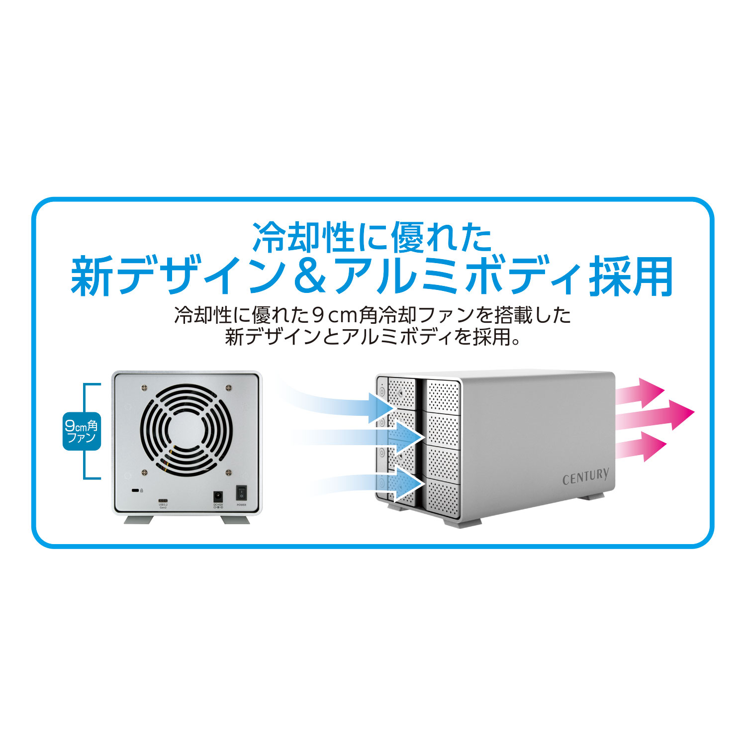 センチュリー 独立電源スイッチ搭載USB3.2 Gen1接続3.5インチSATA*4