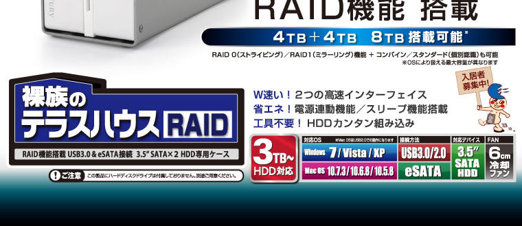 販売終了】 裸族のテラスハウス RAID (CRTS35EU3R) - 株式会社