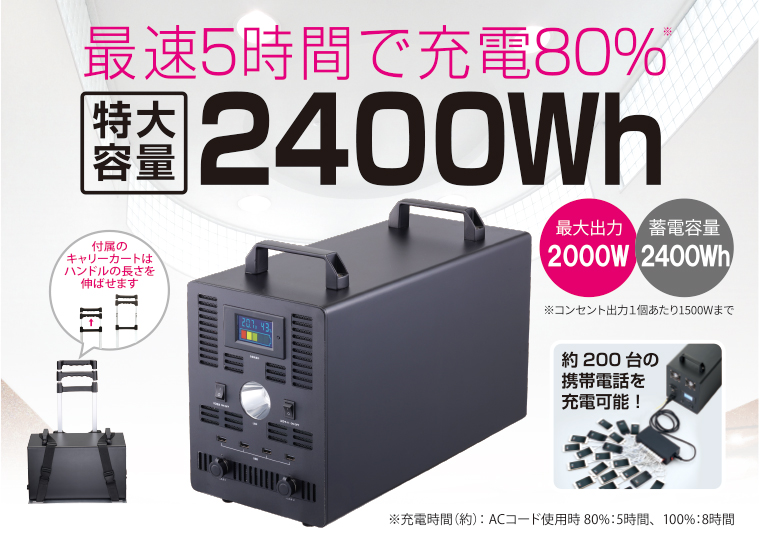 ポータブル蓄電池 エナジープロ Neo (LB-2400) 大容量ポータブル電源 蓄電池 株式会社センチュリー