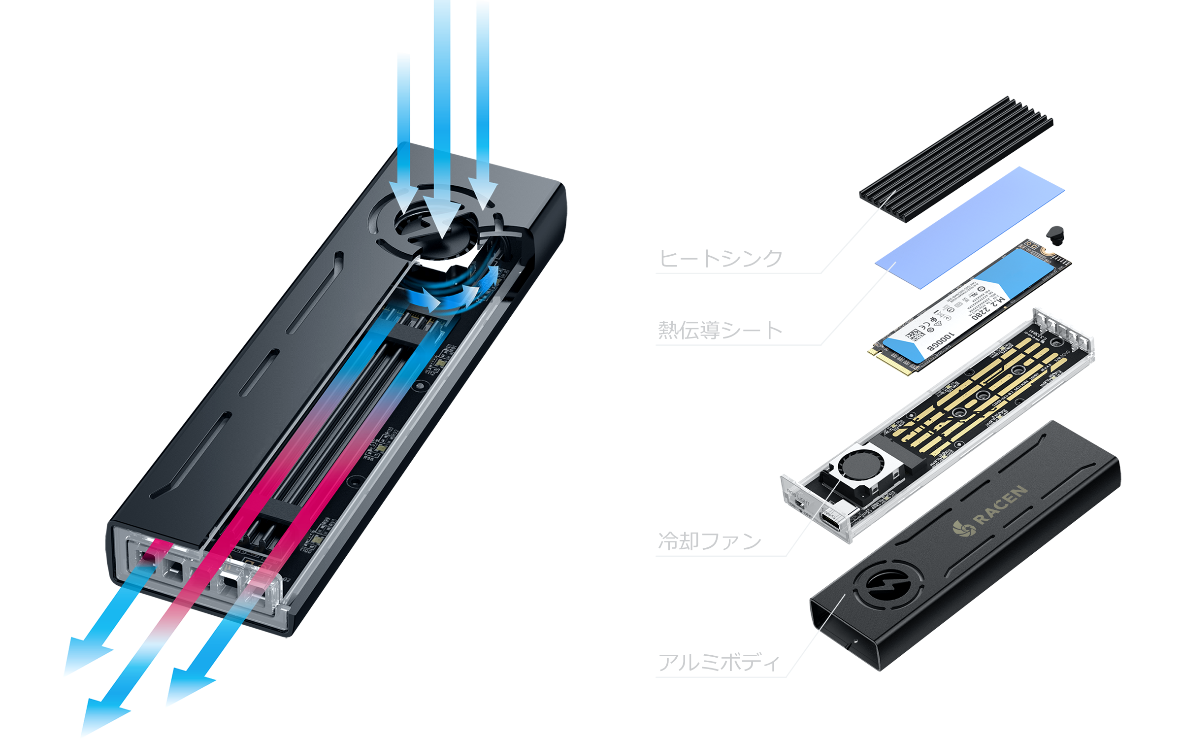 Archgon Thunderbolt 2TB 外付け M.2 NVMe PCIe Gen3×4 SSD アルミニウム筐体 ポータブル  卸し売り購入