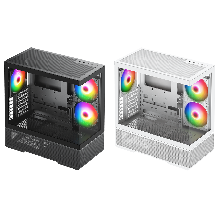 ATX対応ピラーレスPCケース AQCESS CRC-PCASE01BK / CRC-PCASE01WH